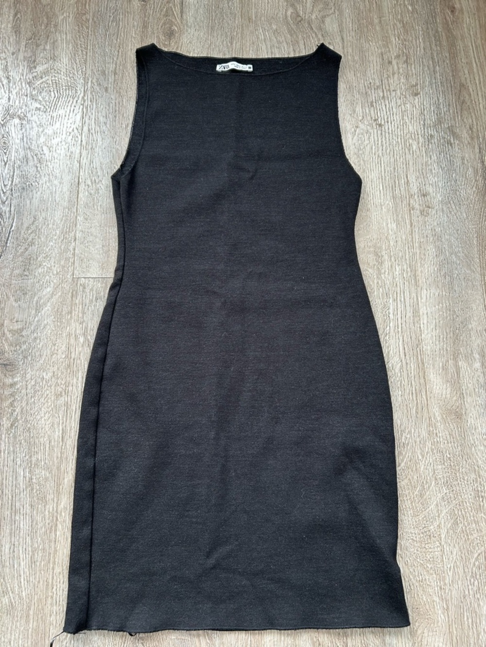 Zara Black Sleeveless Midi Bodycon Dress